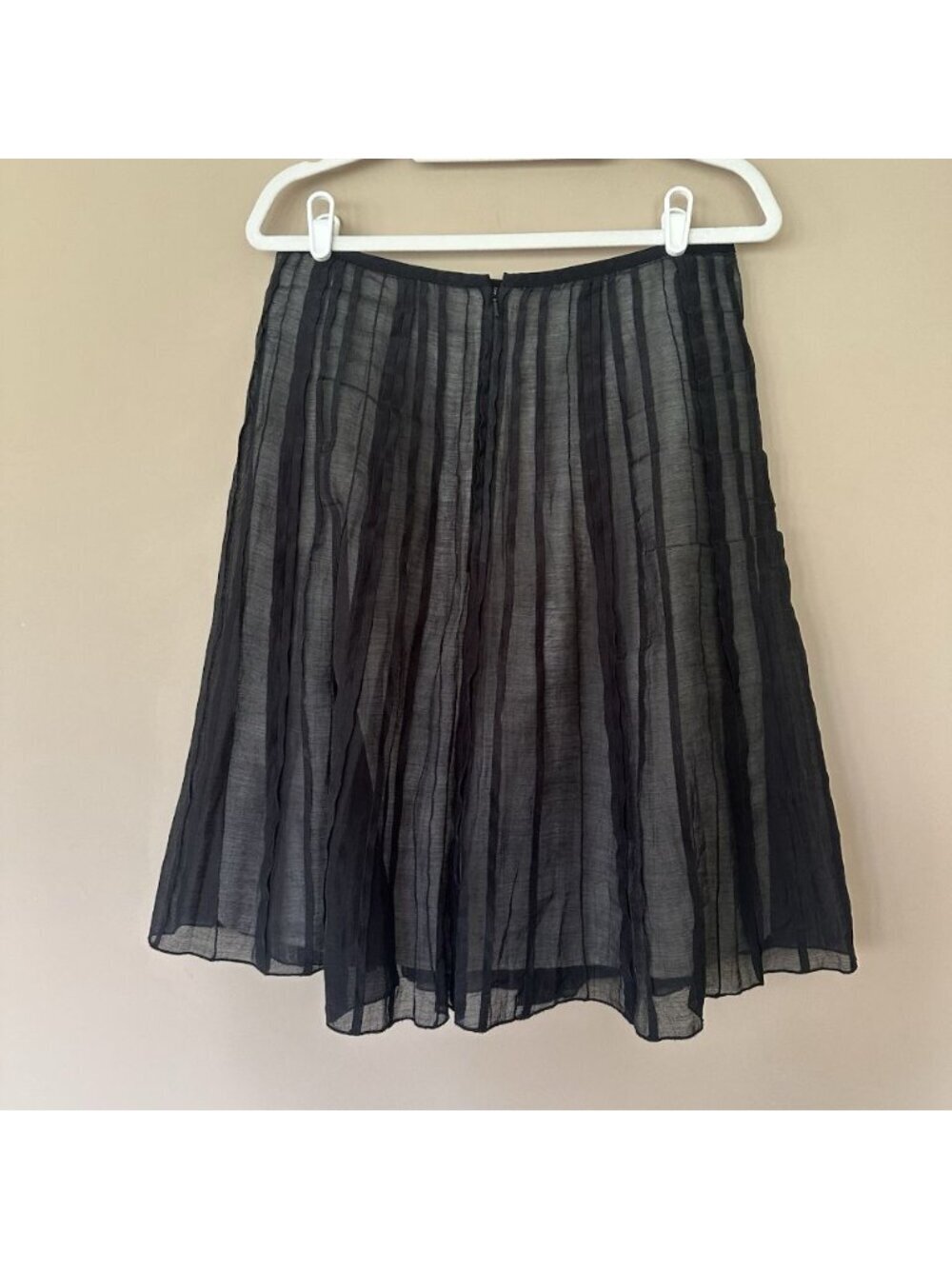 Nic & Zoe Black Pleated Midi Skirt 8 Dark Fairy Academia Aline Sheer Overlay - Picture 6 of 9